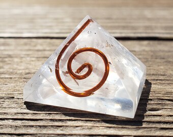Small (25-30mm) SELENITE COIL Orgone Gemstone Pyramid Small Pyramid Orgone