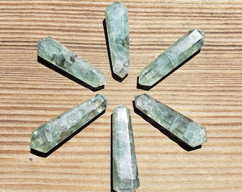 NATURAL GREEN FLUORITE Double Terminated Gemstone Crystal Pencil Point (One)