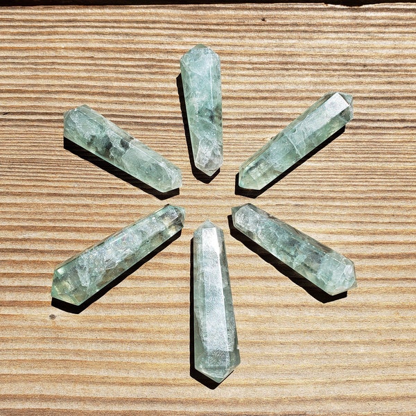 NATURAL GREEN FLUORITE Double Terminated Gemstone Crystal Pencil Point (One)