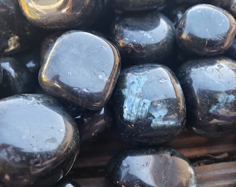 SIX (6) LARVAKITE TUMBLED Stones Medium/Large Natural Tumble Stones