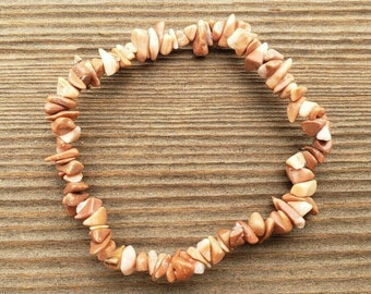 RED MALACHITE Natural Stone Gemstone Stretchy Chip Bracelet