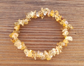 BEER QUARTZ Natural Stone Gemstone Stretchy Chip Bracelet