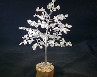 Natural CLEAR QUARTZ Gemstone Chip Tree With 150 Stones Crystal Tree Of Life