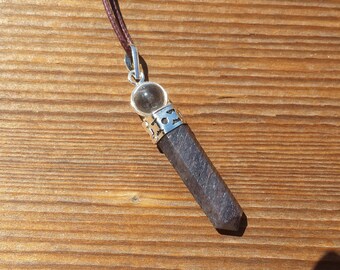 BLUE AVENTURINE 2 Stone Crystal Point Pendant With Quartz Sphere and Cord Stone Natural Gemstone