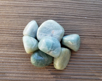 THREE (3) AQUAMARINE TUMBLED Stones Medium/Large Natural Tumble Stones