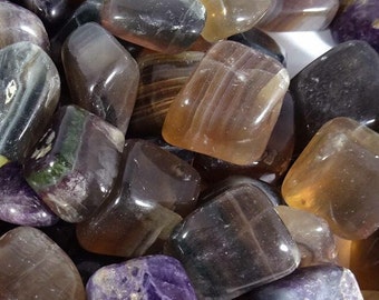 RAINBOW FLUORITE TUMBLED Stone One (1) Medium/Large Natural Tumble Stone