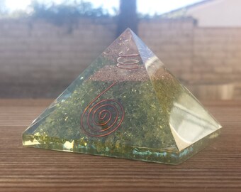 Extra Large (70-75mm) PERIDOT Orgone Gemstone Pyramid X-Large Pyramid Orgone