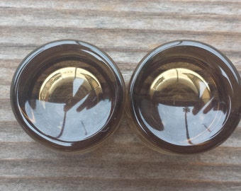 Pair of Real CONCAVE SMOKE GLASS  Plugs Gauges Body Jewelry Double Flared - Pick Size