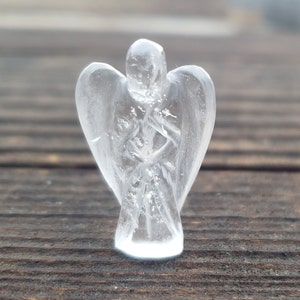 1&quot; CLEAR QUARTZ ANGEL Natural Handcarved Stone Gemstone