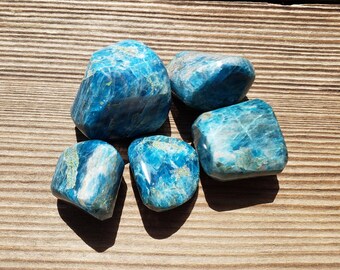 SIX (6) APATITE TUMBLED Stones Medium/Large Natural Tumble Stones