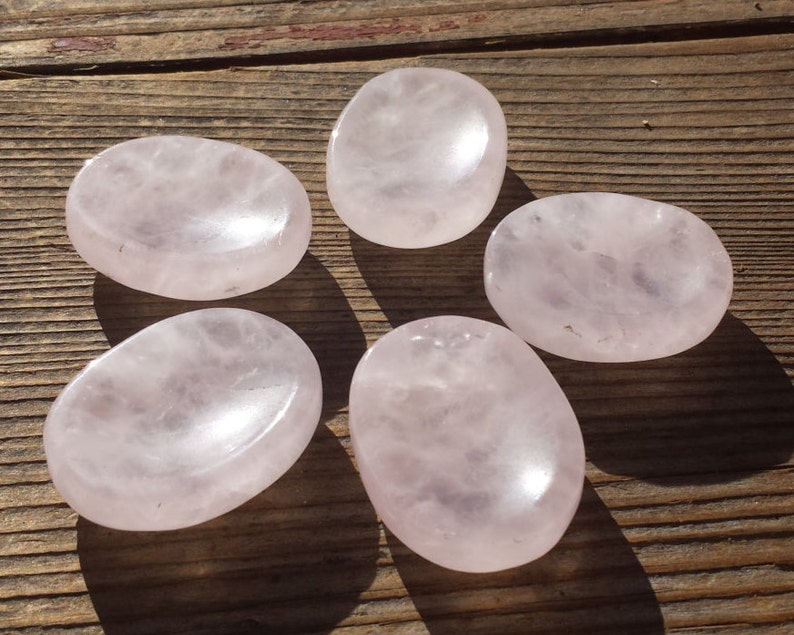 ROSE QUARTZ Worry Stone Natural Stone Hand Carved Gemstone Worry Stone image 1