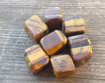 SIX (6) TIGER EYE Tumbled Stones Medium/Large Natural Tumble Stones
