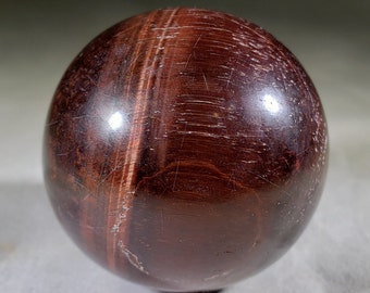 Large RED TIGER EYE Sphere Natural Stone Hand Carved Gemstone Sphere 47mm[28]