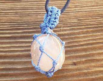 AGATE Netted (Macrame) Tumbled Stone Pendant Stone Natural Gemstone