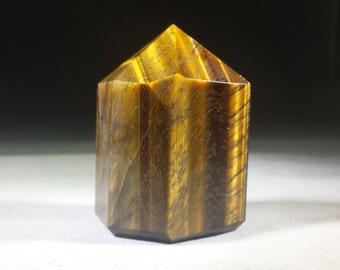 NATURAL TIGER EYE Carved Faceted Point Gemstone Crystal  Point