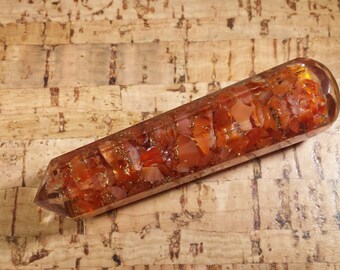 ORGONE CARNELIAN Faceted Gemstone Massage Wand Stone Crystal Wand