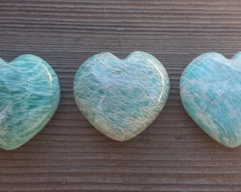 NATURAL AMAZONITE Gemstone Puffy Heart 40-45mm