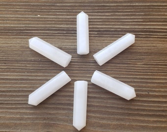 NATURAL WHITE AGATE Single Terminated Gemstone Crystal Pencil Point (One)