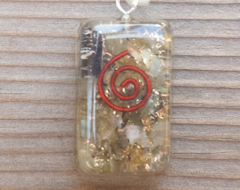 ORGONE LABRADORITE Gemstone Rectangle Pendant Orgone (One)