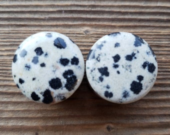 Pair of DALMATIAN JASPER Plugs Gauges Body Jewelry Double Flared - Pick Size