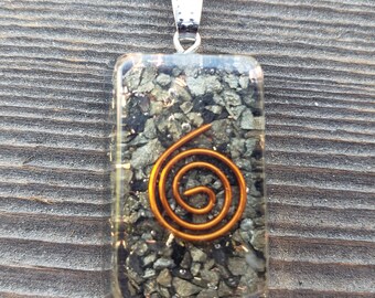 ORGONE PYRITE Gemstone Rectangle Pendant Orgone (One)