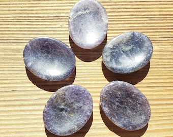 IOLITE Worry Stone Natural Stone Hand Carved Gemstone Worry Stone