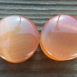 Pair of ORANGE CATS EYE Plugs Gauges Body Jewelry Double Flared - Pick Size