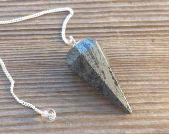 HEMATITE Natural Stone Gemstone Faceted Pendulum