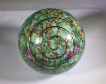 Large (60-70mm) RUBY IN FUCHSITE stone Orgone Gemstone Sphere Orgone Sphere