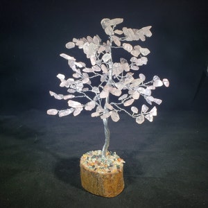 Natural ROSE QUARTZ Gemstone Chip Tree With 150 Stones Crystal Tree Of Life