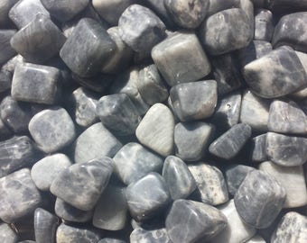 THREE (3) BLACK MOONSTONE Tumbled Stones Medium/Large Natural Tumble Stones