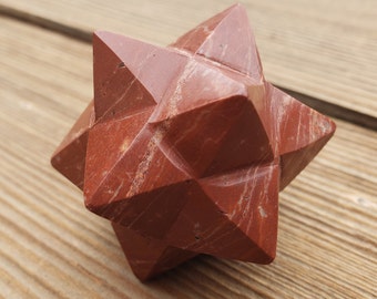 LARGE 12 Point GEMSTONE MERKABA Star Natural Red Jasper  (One)