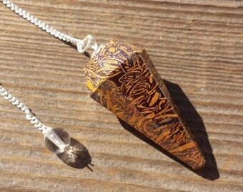 CALLIGRAPHY STONE (Miriam Stone)   Natural Stone Gemstone Faceted Pendulum