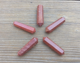 NATURAL RED JASPER Double Terminated Gemstone Crystal Pencil Point (One)