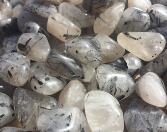 TOURMALATED QUARTZ Tumbled Stone One (1) Medium/Large Natural Tumble Stone