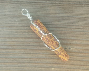 CALLIGRAPHY STONE Wire Wrapped Double Point Pendant Stone Natural Gemstone