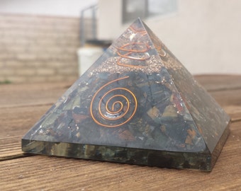 Extra Large (70-75mm) BLUE TIGER EYE Orgone Gemstone Pyramid X-Large Pyramid Orgone