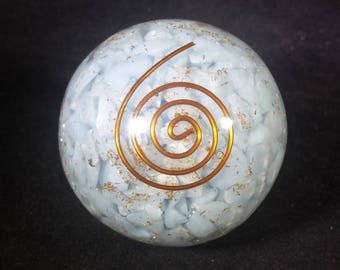 LARGE (60-70mm) ANGELITE stone Orgone Gemstone Sphere Orgone Sphere