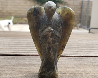 3" LABRADORITE ANGEL Natural Handcarved Stone Gemstone