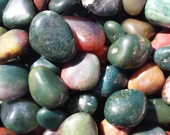 THREE (3) BLOODSTONE TUMBLED Stones Medium/Large Natural Tumble Stones