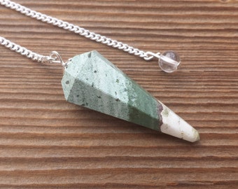 GREEN ZEBRA JASPER Natural Stone Gemstone Faceted Pendulum