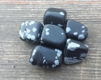 SIX (6) SNOWFLAKE OBSIDIAN Tumbled Stones Medium/Large Natural Tumble Stones