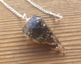 ORGONE BLACK TOURMALINE Gemstone Faceted Orgone Pendulum