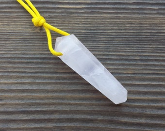 ROSE QUARTZ Crystal Point Pendant With Adjustable Cord Stone Natural Gemstone