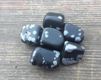 SNOWFLAKE OBSIDIAN TUMBLED Stone One (1) Medium/Large Natural Tumble Stone