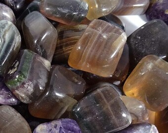 SIX (6) RAINBOW FLUORITE Tumbled Stones Medium/Large Natural Tumble Stones