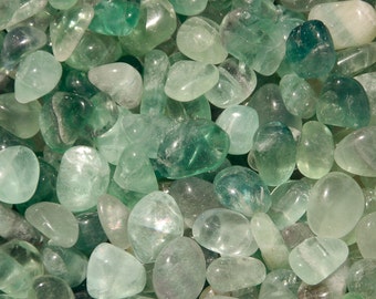 SIX (6) GREEN FLUORITE Tumbled Stones Medium/Large Natural Tumble Stones