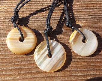 GREY AGATE Doughnut Pendant With Cord Stone Natural Gemstone