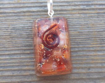 ORGONE CARNELIAN Gemstone Rectangle Pendant Orgone (One)