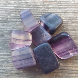 PURPLE FLUORITE TUMBLED Stone One (1) Medium/Large Natural Tumble Stone